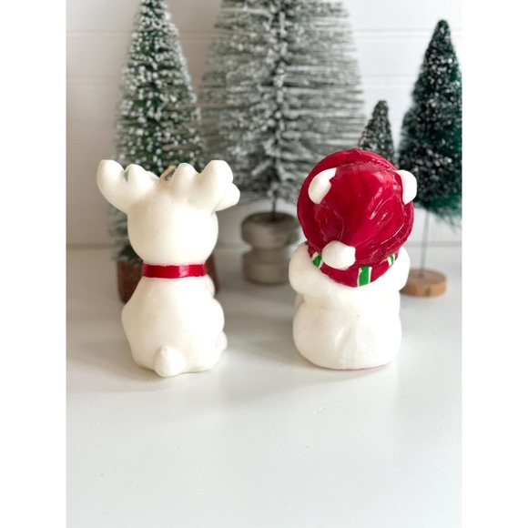 Vintage Christmas Candle set: Reindeer and Polar Bear Decor - Picture 3 of 10